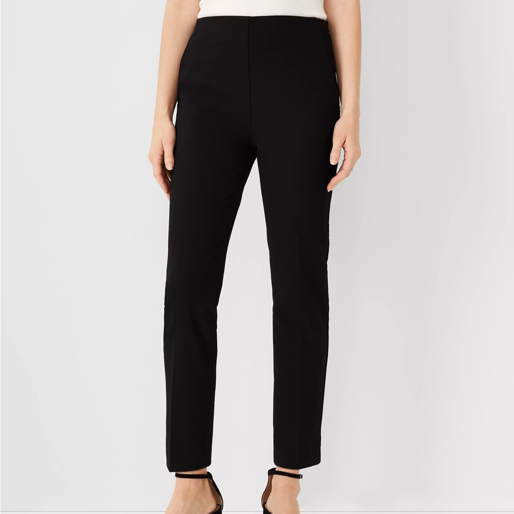 Ann Taylor Elegant Black Straight Leg Pants Side Zip